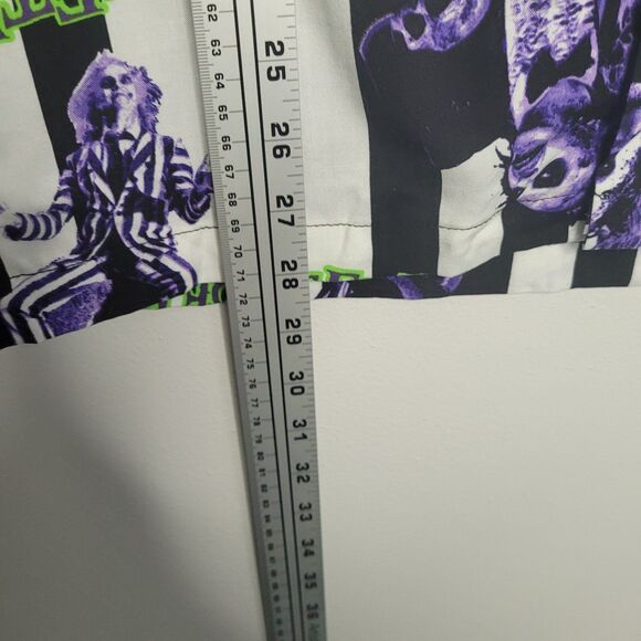 Beetlejuice striped all over print horror button front short sleeve party shirt - Picture 6 of 6